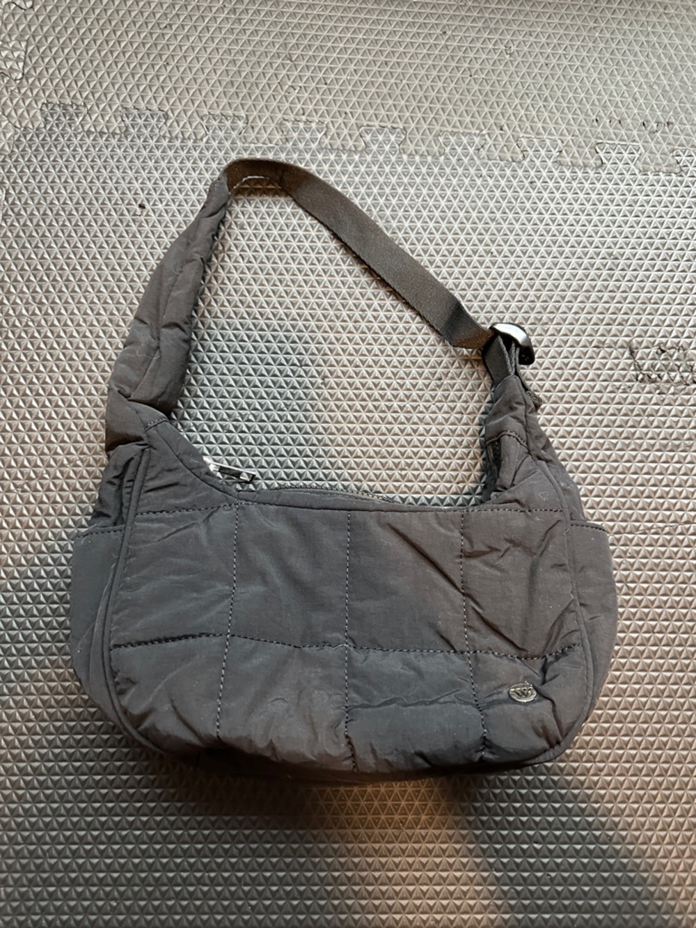 Padded Quilted Shoulder Bag in Charcoal Gray